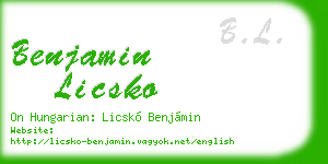 benjamin licsko business card